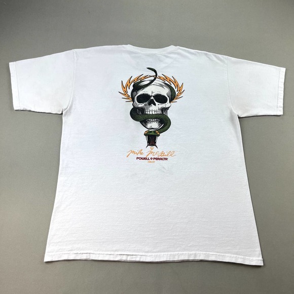 Powell Peralta Other - Powell Peralta Skateboard T-Shirt Men Medium White Skater Snake Skull Streetwear